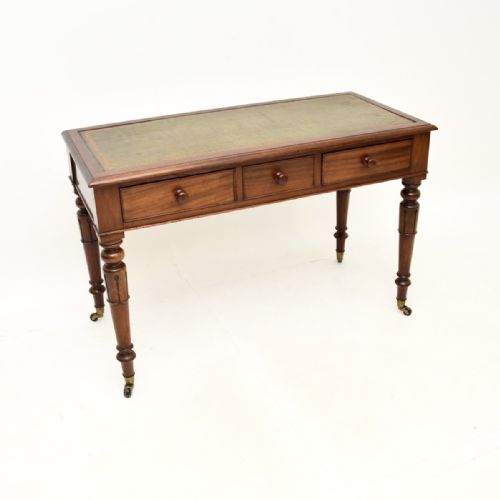 Antique Victorian Mahogany Leather Top Writing Table
