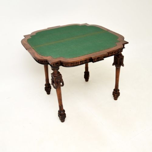 fig 1. Antique Victorian Burr Walnut Card Table
