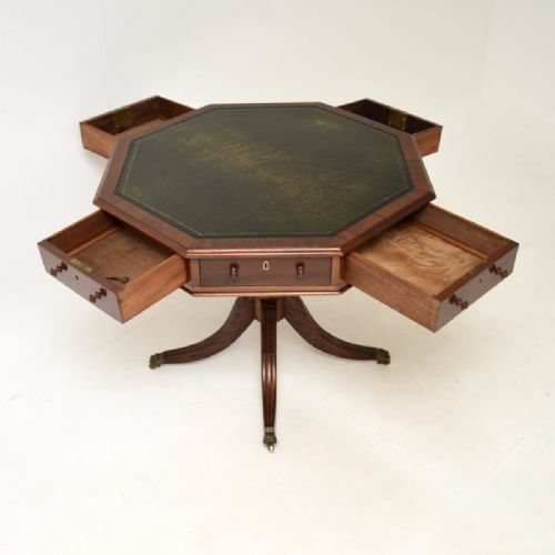 fig 1. Antique Mahogany Leather Top Drum Table
