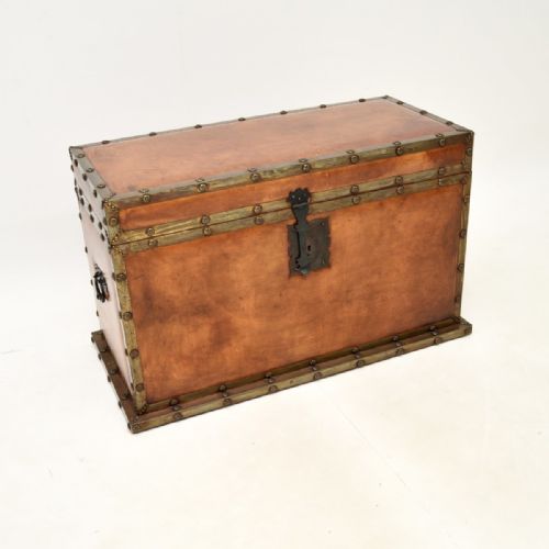 Antique Leather Bound Trunk / Blanket Chest
