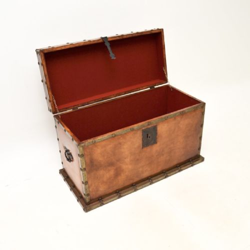 fig 1. Antique Leather Bound Trunk / Blanket Chest
