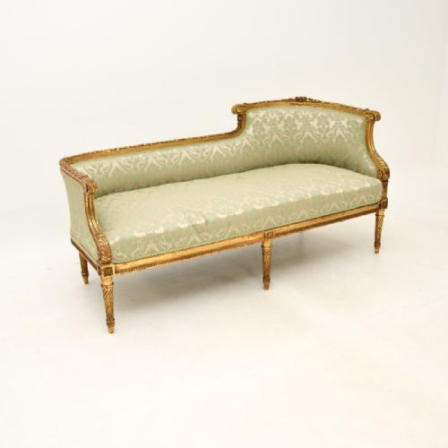 Antique French Gilt Wood Chaise Longue
