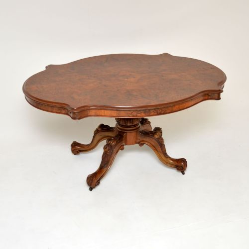 ANTIQUE VICTORIAN BURR WALNUT DINING TABLE