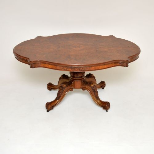 Antique Victorian Burr Walnut Dining Table
