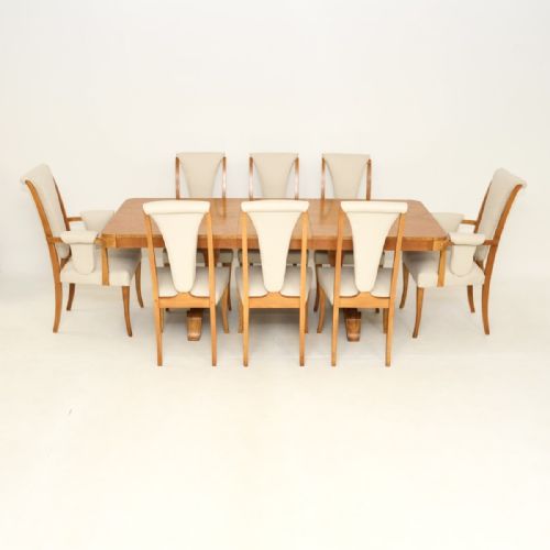 Art Deco Burr Walnut Dining Table and Chairs by Hille

