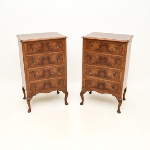 Pair of Antique Burr Walnut Chest of Drawers
