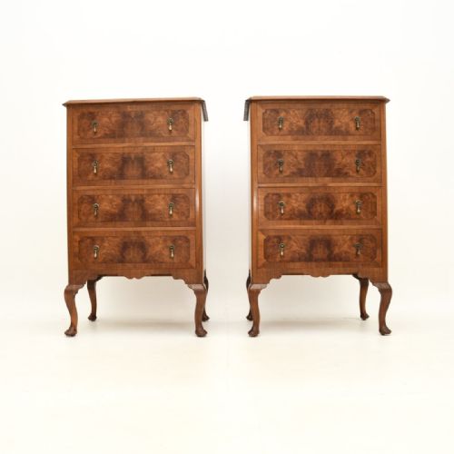 fig 1. Pair of Antique Burr Walnut Chest of Drawers