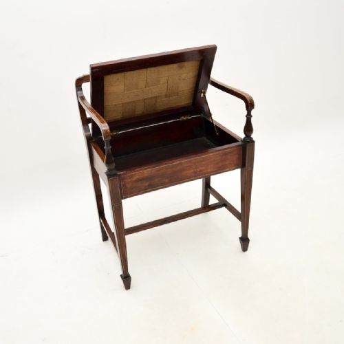 fig 1. Antique Edwardian Inlaid Mahogany Piano Stool