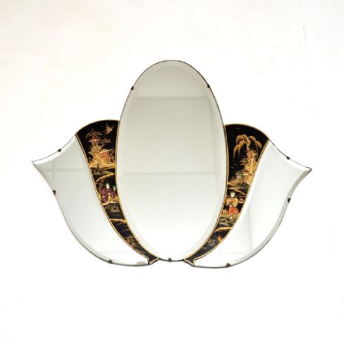 Antique Lacquered Chinoiserie Mirror
