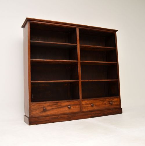 Large Antique Victorian Mahogany Open Bookcase
