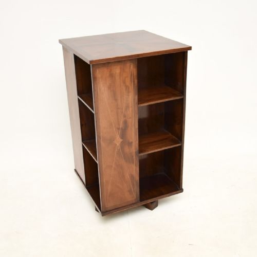 Antique Edwardian Inlaid Mahogany Revolving Bookcase
