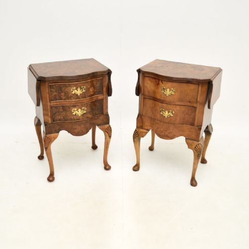 Pair of Antique Burr Walnut Drop Leaf Side Tables
