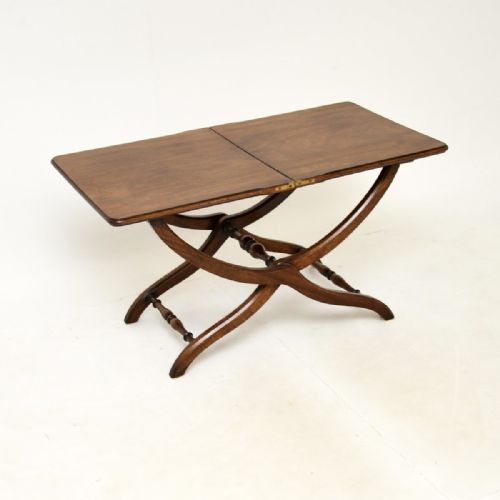 Antique Mahogany Folding Campaign Coffee Table
