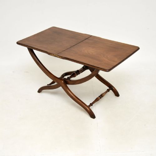 fig 1. Antique Mahogany Folding Campaign Coffee Table
