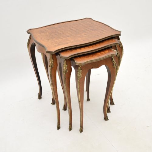 Antique French Inlaid Parquetry Nest of 3 Tables
