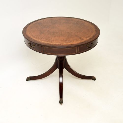 fig 1. Antique Regency Style Mahogany Leather Top Drum Table