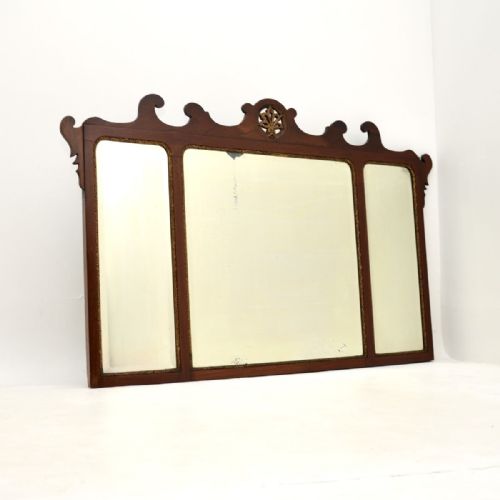 Antique Mahogany and Parcel Gilt Overmantle Mirror
