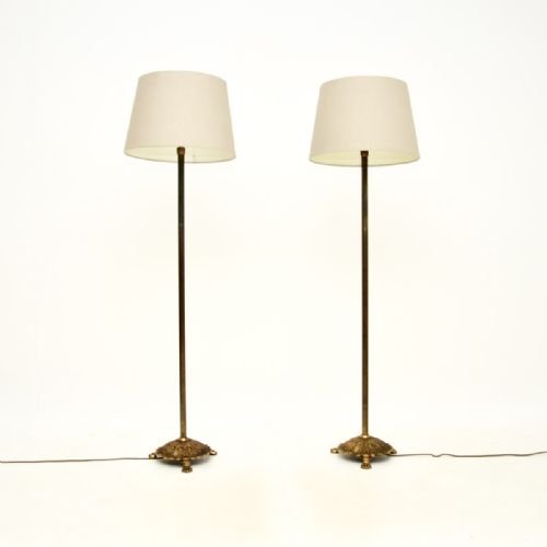 Pair of Antique Brass Floor Lamps
