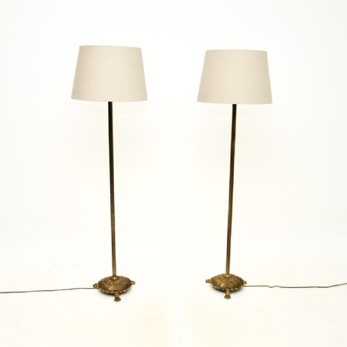 fig 1. Pair of Antique Brass Floor Lamps
