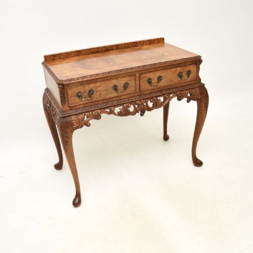 Antique Burr Walnut Console Side Table
