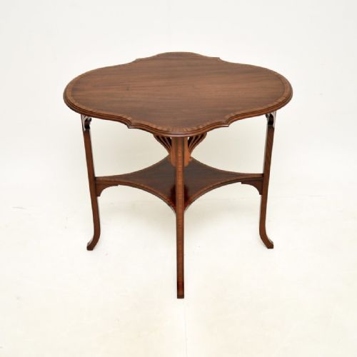 Antique Edwardian Inlaid Mahogany Occasional Side Table
