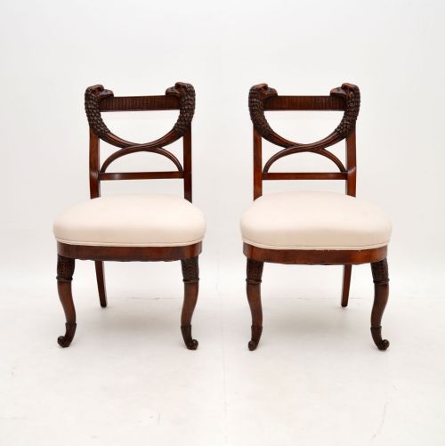 fig 1. Pair of Antique Carved Mahogany Side Chairs