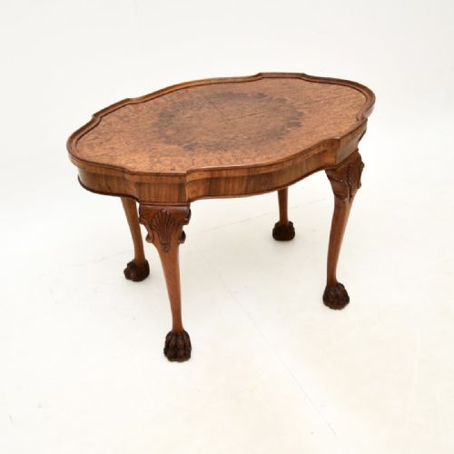 Antique Burr Walnut Pie Crust Coffee Table
