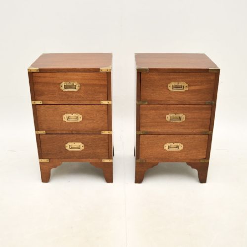 fig 1. Pair of Antique Military Campaign Style Mahogany Bedside Chests