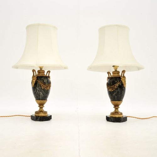 fig 1. Pair of Antique French Marble and Gilt Bronze Lamps