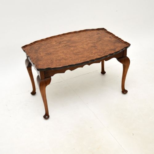 Antique Burr Walnut Pie Crust Coffee Table
