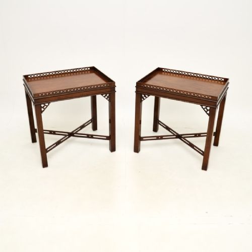 Pair of Antique Chippendale Style Mahogany Side Tables
