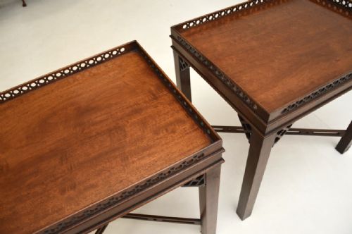 fig 1. Pair of Antique Chippendale Style Mahogany Side Tables