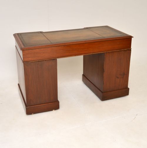 fig 1. Antique Victorian Mahogany Leather Top Pedestal Desk
