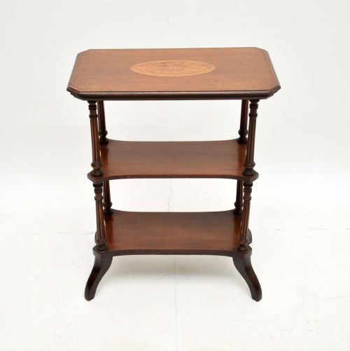 fig 1. Antique Inlaid Mahogany Three Tier Side Table