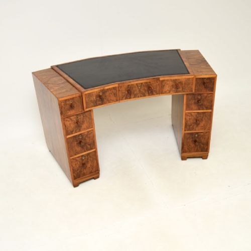 Art Deco Burr Walnut Leather Top Desk
