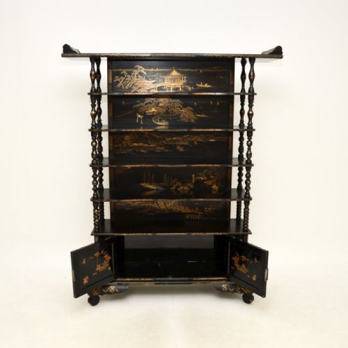 fig 1. Antique Chinese Lacquered Chinoiserie Cabinet
