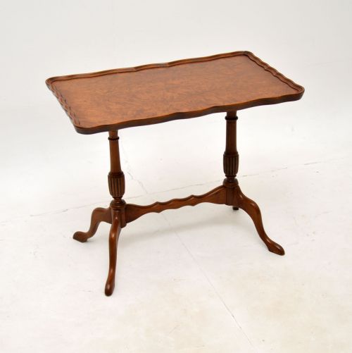 Antique Burr Walnut Pie Crust Coffee / Side Table

