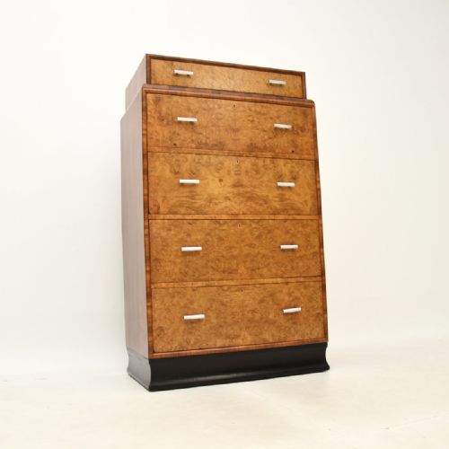 Art Deco Burr Elm and Walnut Chest of Drawers
