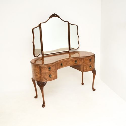 Antique Queen Anne Style Burr Walnut Dressing Table
