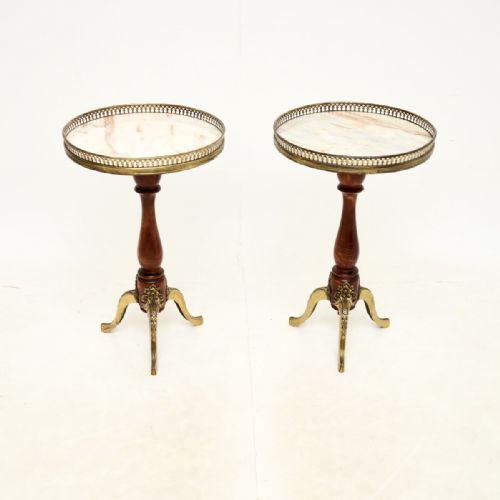 Pair of Antique French Marble Top Wine Tables
