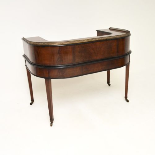 ANTIQUE INLAID MAHOGANY LEATHER TOP CARLTON HOUSE DESK - ADDITIONAL PHOTO 12