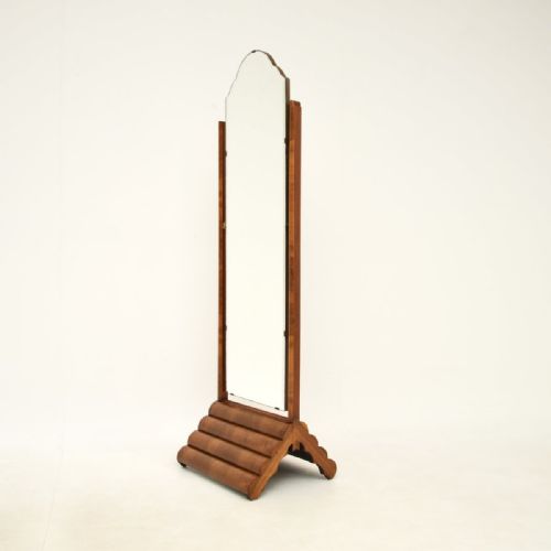 fig 1. Art Deco Figured Walnut Cheval Floor Mirror
