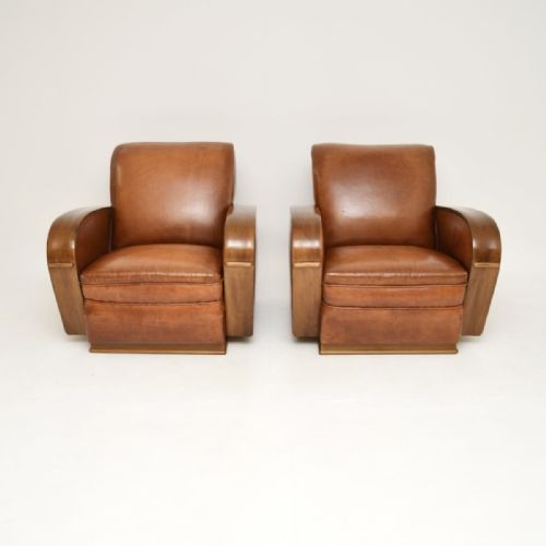 fig 1. Pair of Swedish Art Deco Leather Armchairs