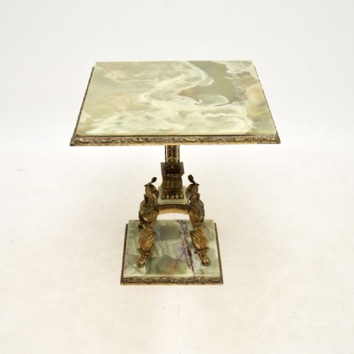 ANTIQUE FRENCH ONYX AND GILT METAL OCCASIONAL SIDE COFFEE TABLE - ADDITIONAL PHOTO 1