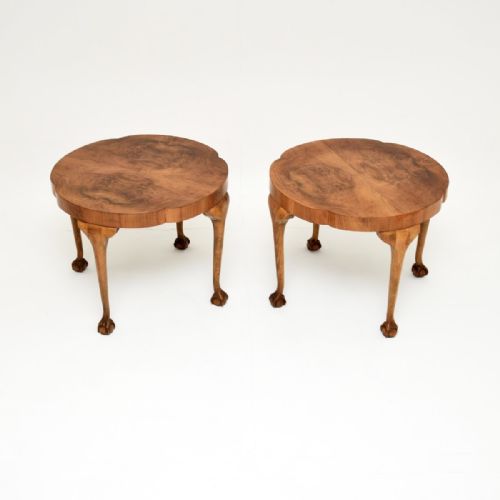Pair of Antique Figured Walnut Side Tables
