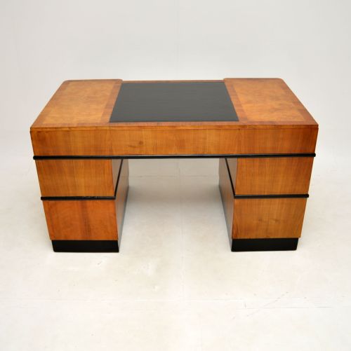 fig 1. Art Deco Burr Walnut Pedestal Desk