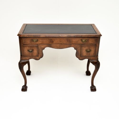 fig 1. Antique Figured Walnut Leather Top Desk