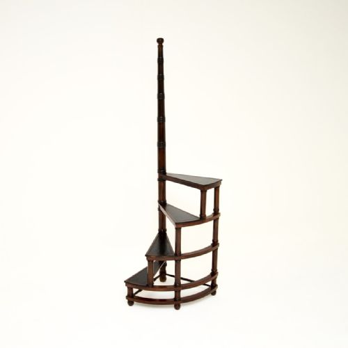 fig 1. Antique Mahogany and Leather Library Steps