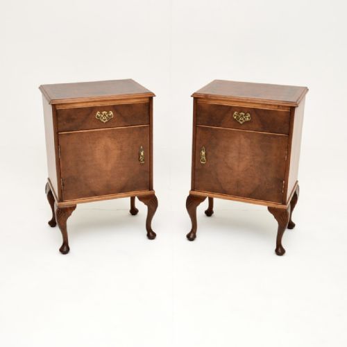 Pair of Antique Burr Walnut Bedside Cabinets
