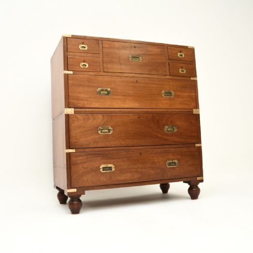Antique Teak Military Campaign Chest of Drawers
